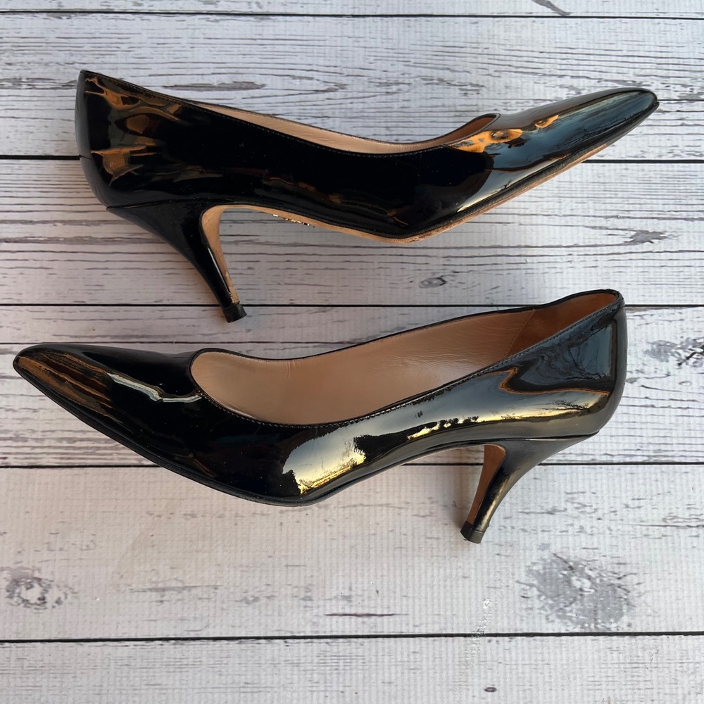 BALLY‎ Clea Black Patent Swiss Luxury Italy Leather Pumps Heels EU 37.5 US 7
